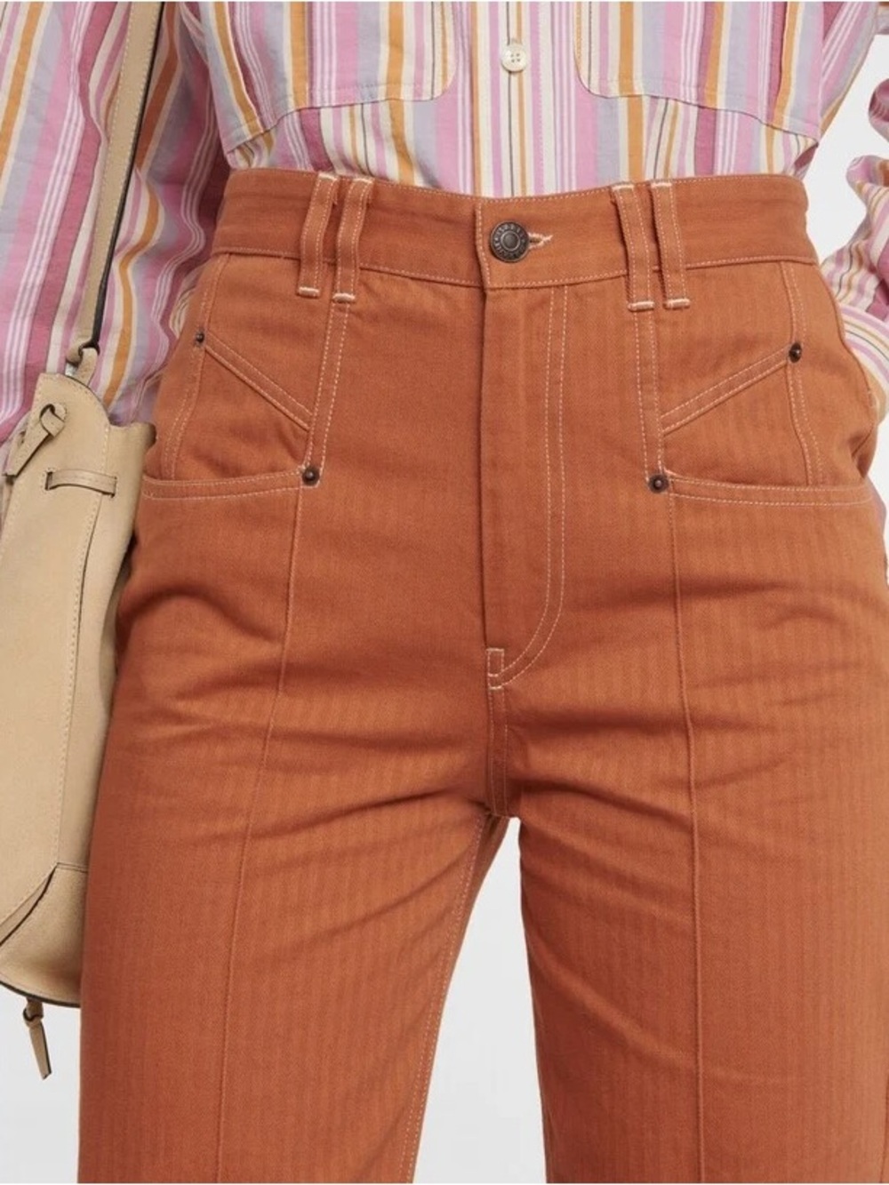 New! Isabel Marant Pantalon Lirokae Terracotta Straight Pants Quiet Luxury🧡 S - Picture 7 of 11